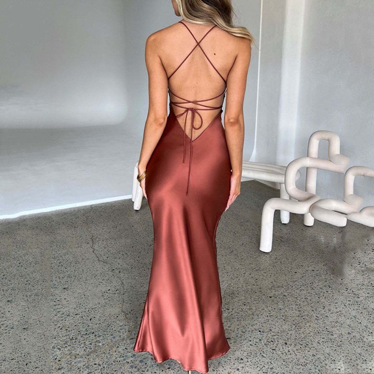 GIOIO - Vestido de gala MujerCafé