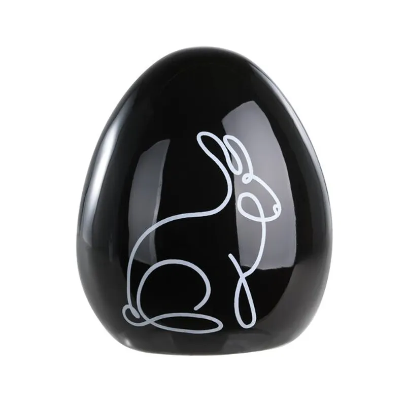 EGLO - Adorno Decorativo GOPENG - Huevo Conejo negro Cerámica 12cm × 9 cm