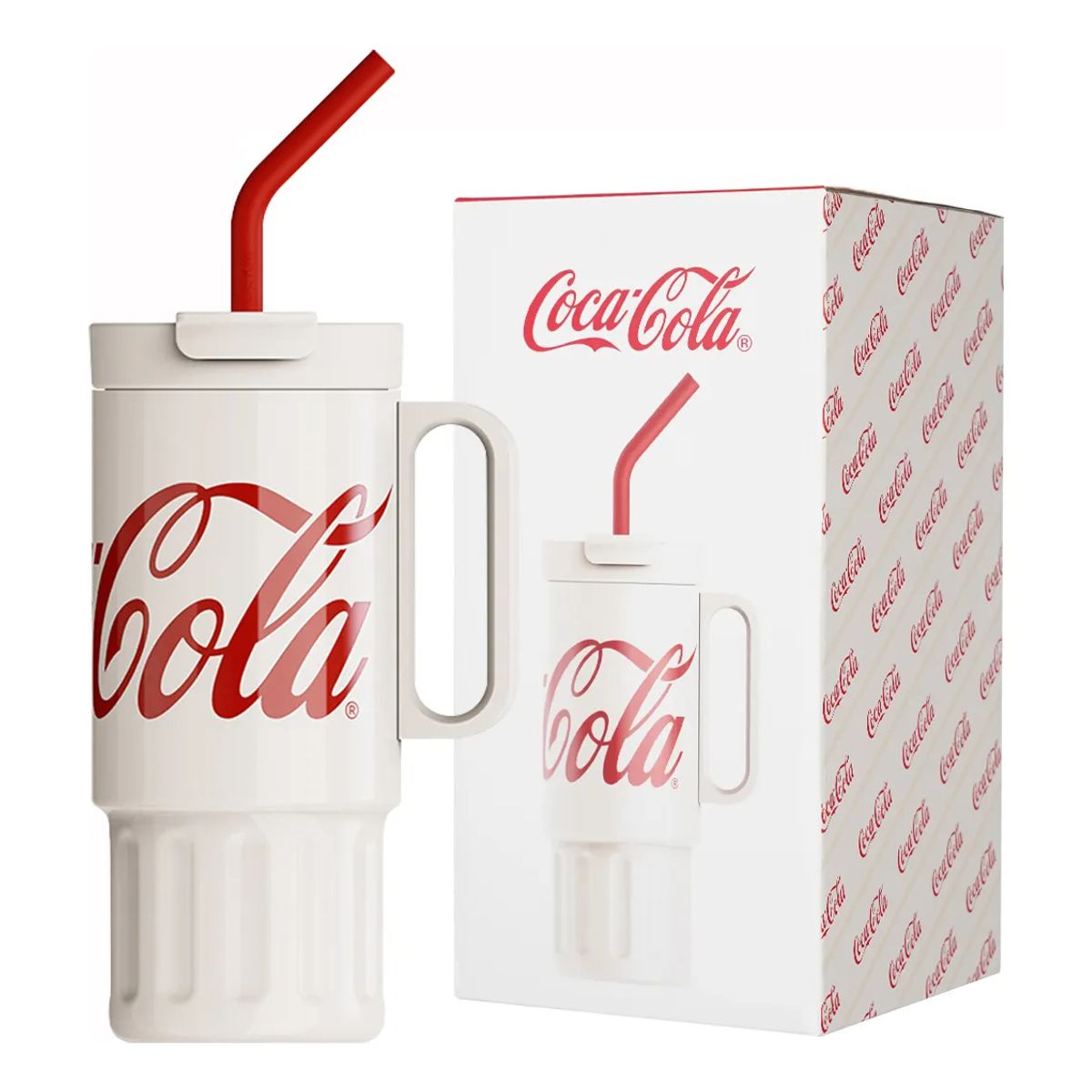 COCA COLA - COCA COLA Germ Termo Súper Tumbler Mug Vaso 1200ML Frío O Caliente Vaso Térmico Blanco