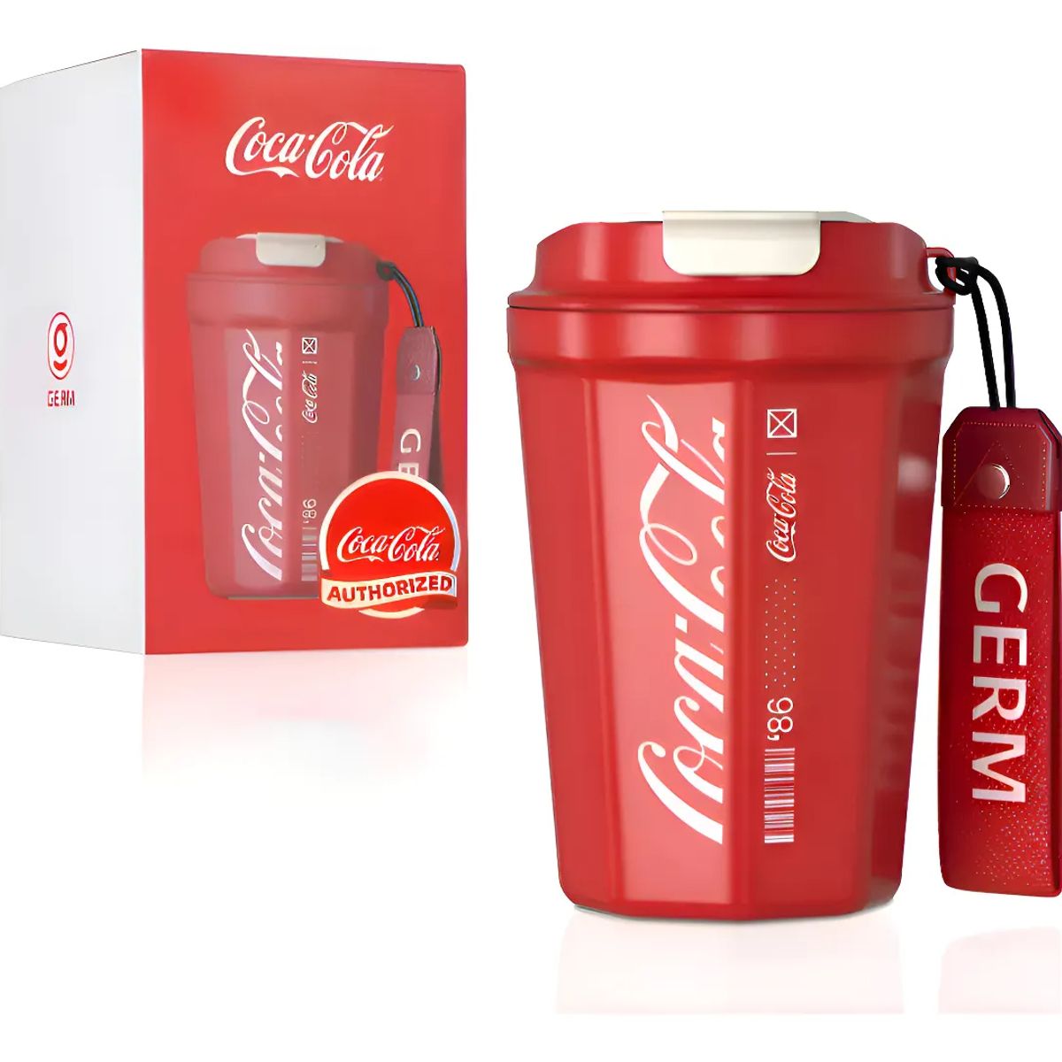 COCA COLA - COCA COLA Germ Termo Taza de Café Frío O Caliente Vaso Térmico, 390 ML Rojo