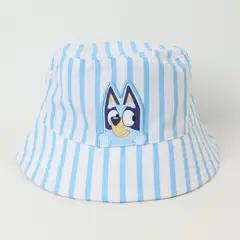 BLUEY - Gorro Bucket Niña Rayas Celeste