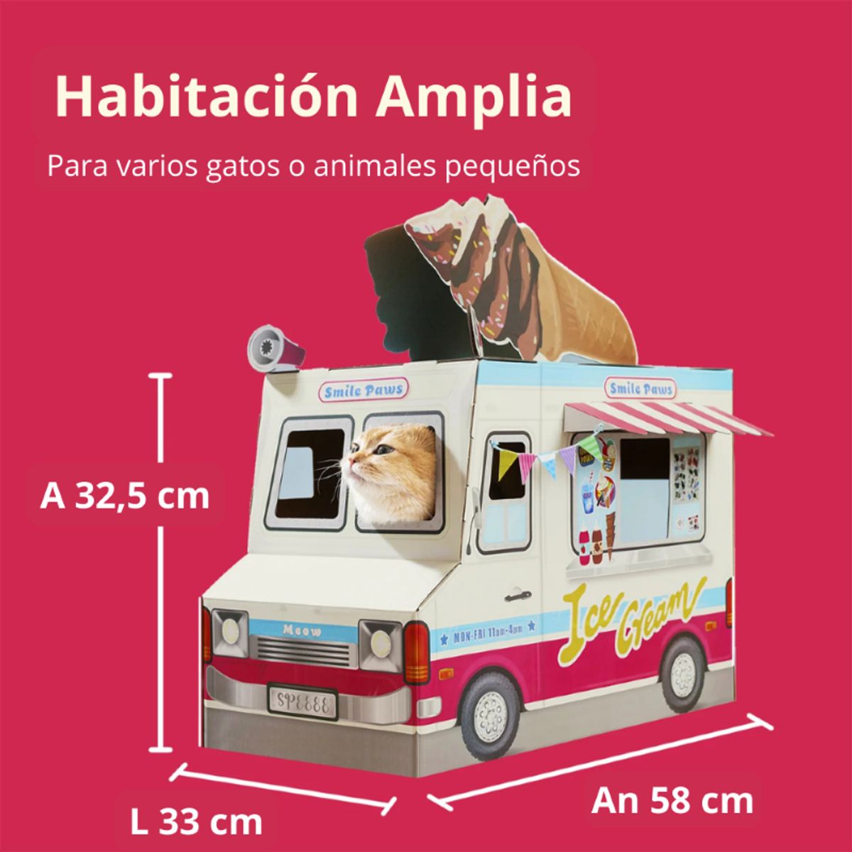 KIMBA - Casa Rascador Multiuso Ice Cream Food Truck Gris