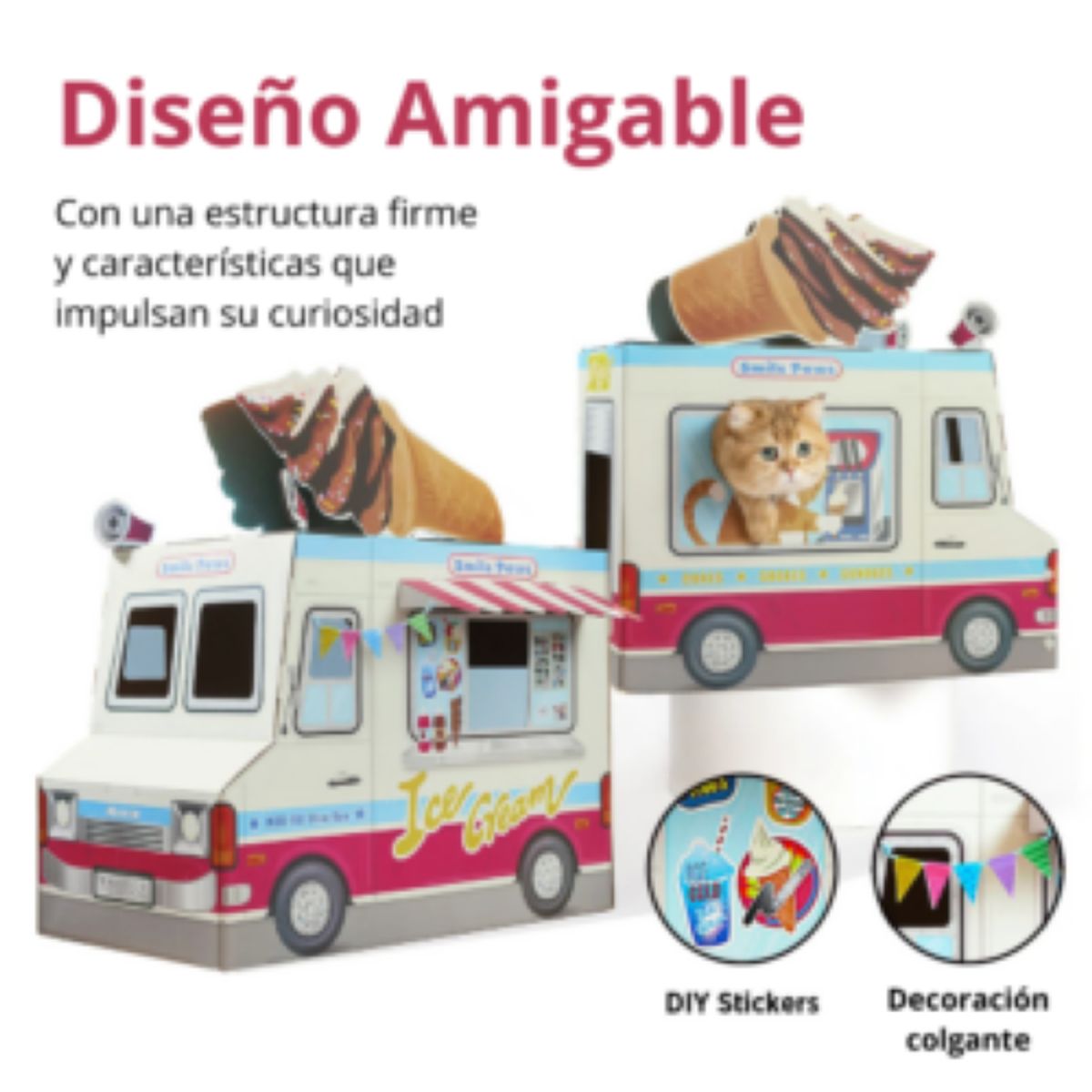 KIMBA - Casa Rascador Multiuso Ice Cream Food Truck Gris