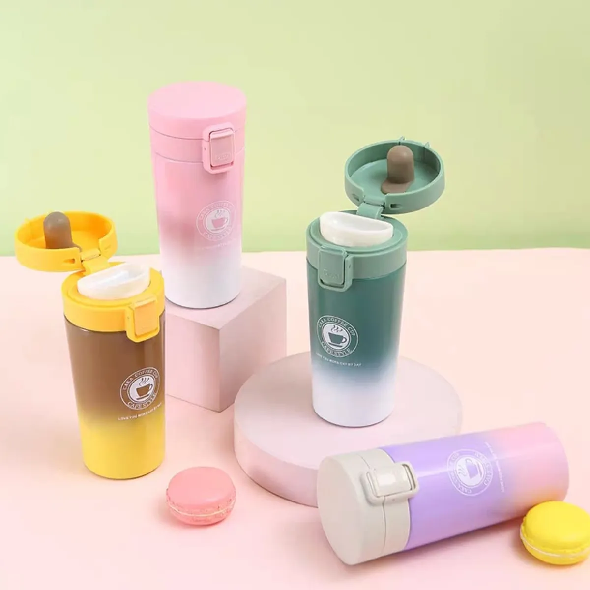 HOMEY - Pack de 2 Vasos Termicos Resistente Al Calor y Frio, Colores Surtidos