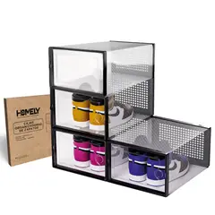 HOMELY - Caja Organizador de Zapatos Zapatero Apilable Set X4