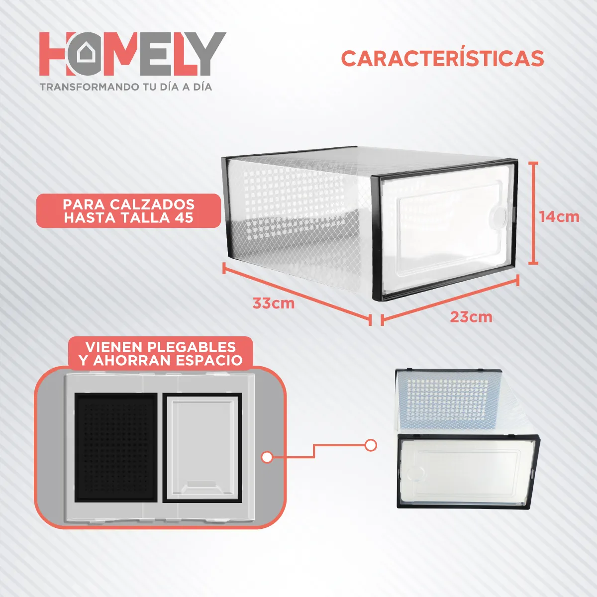 HOMELY - Caja Organizador de Zapatos Homely Zapatero Apilable Set X4
