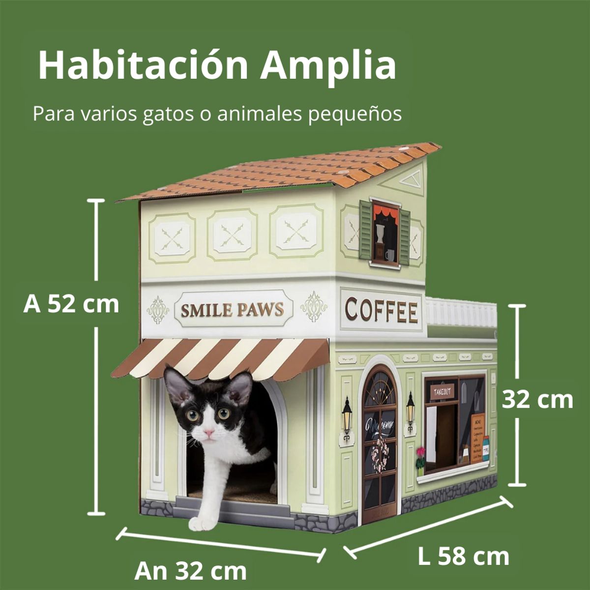 KIMBA - Casa Rascador Multiuso Coffee Shop Verde