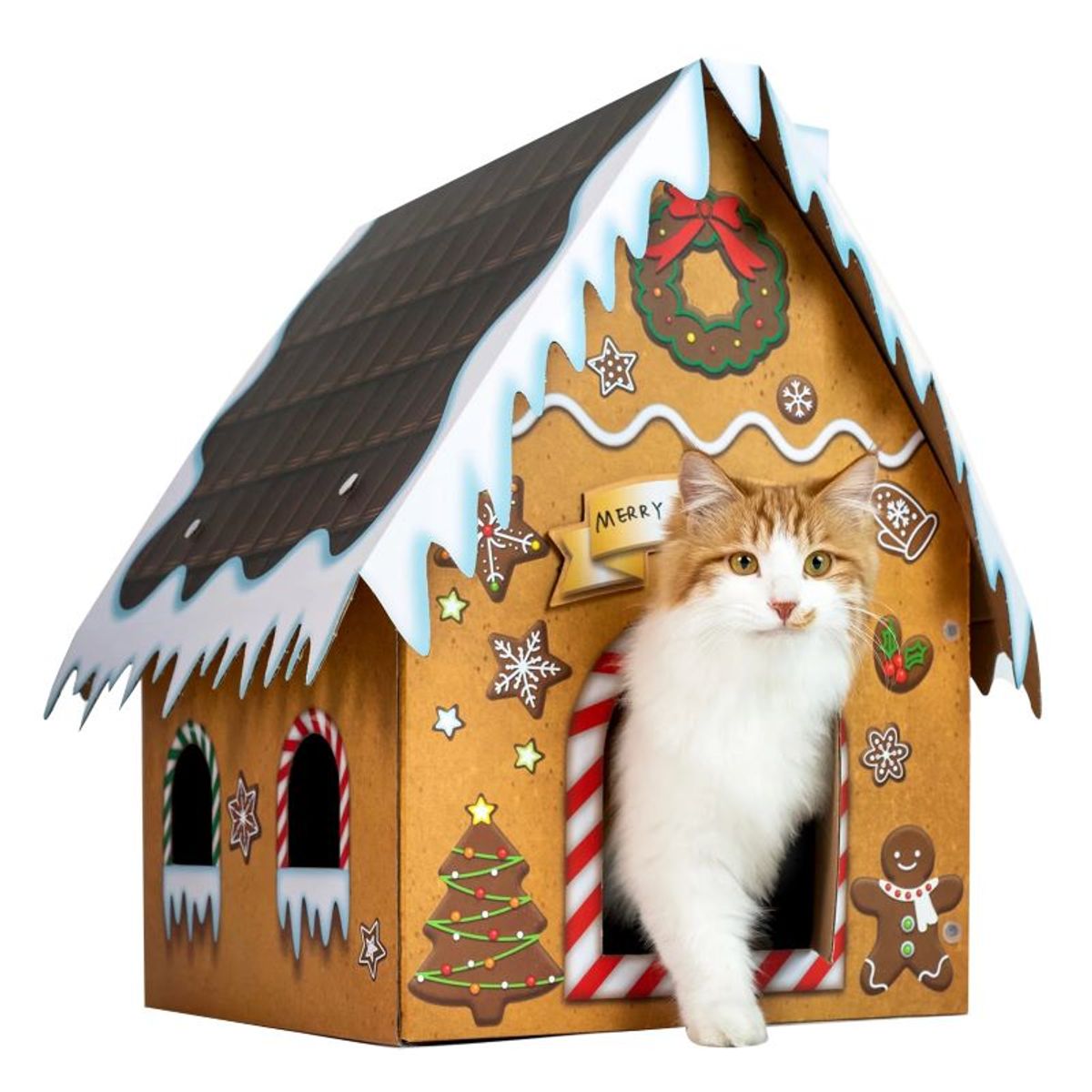 KIMBA - Casa Rascador Multiuso Gingerbread House Marrón