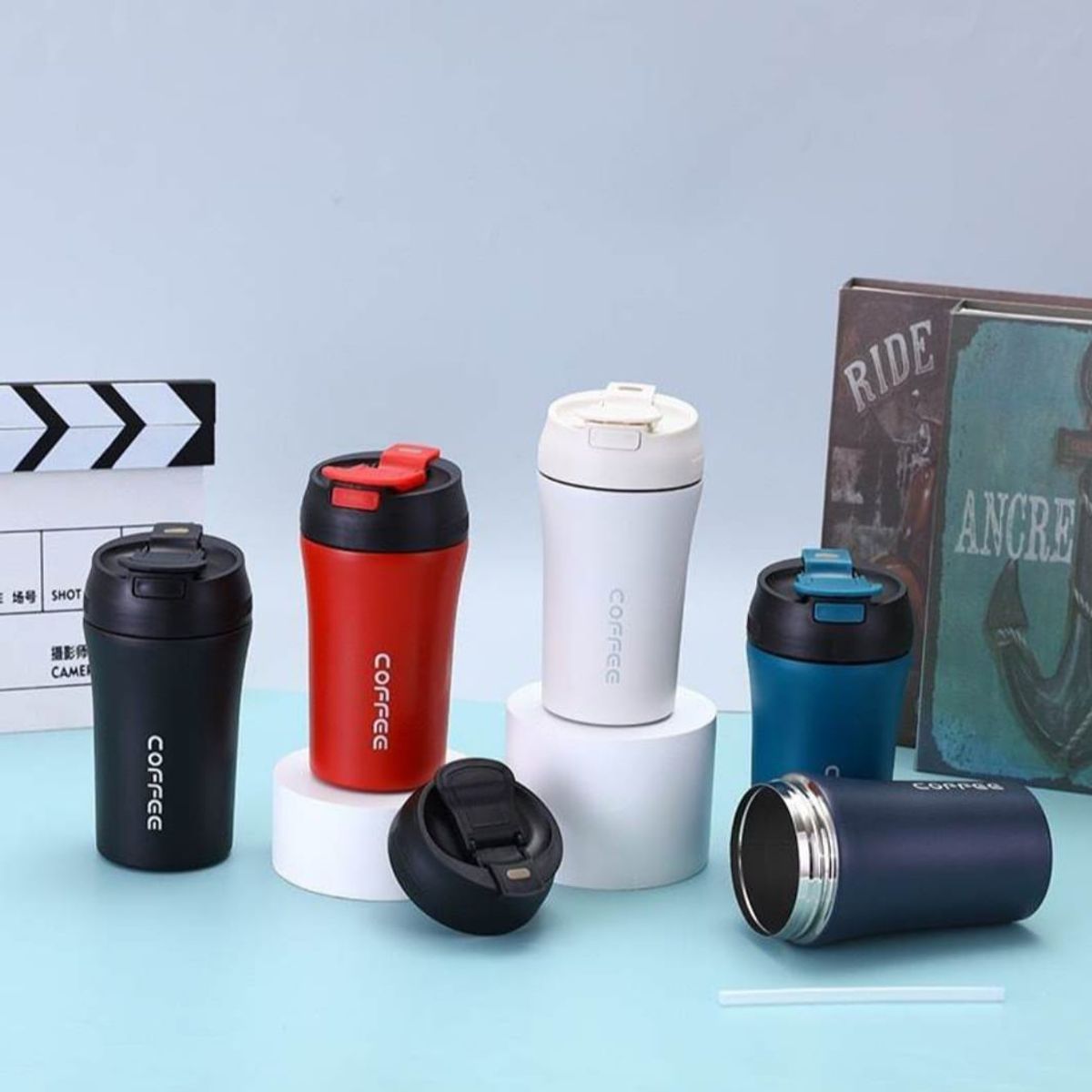 HOMEY - Pack de 2 Vasos Termicos Resistente Al Calor y Frio, Colores Surtidos