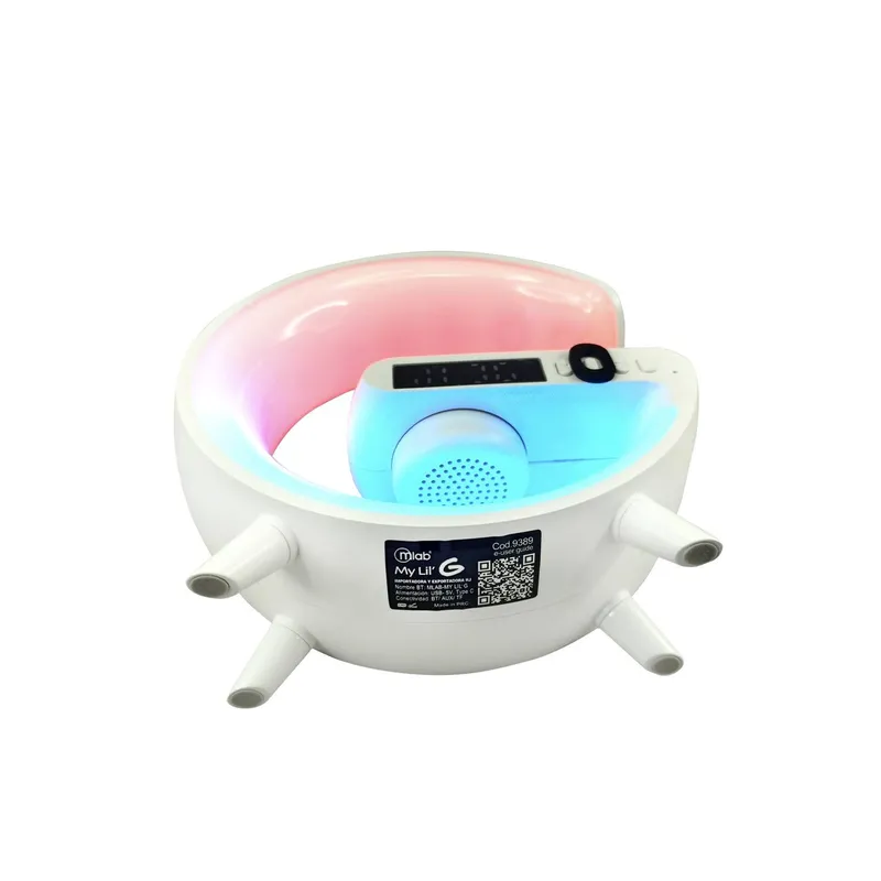 MLAB - Parlante Bluetooth Mlab My Lil G - Luz RGB Reloj y Alarma Blanco