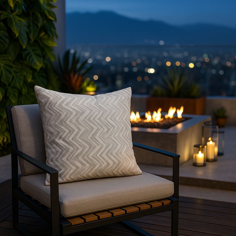 ARMONIA - Cubre cojín gris perla patrón zigzag 760 45x45
