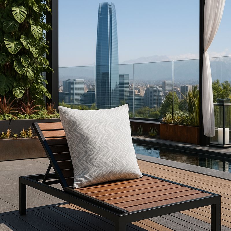 ARMONIA - Funda para cojín decorativa gris piedra estilo zigzag 760 45x45