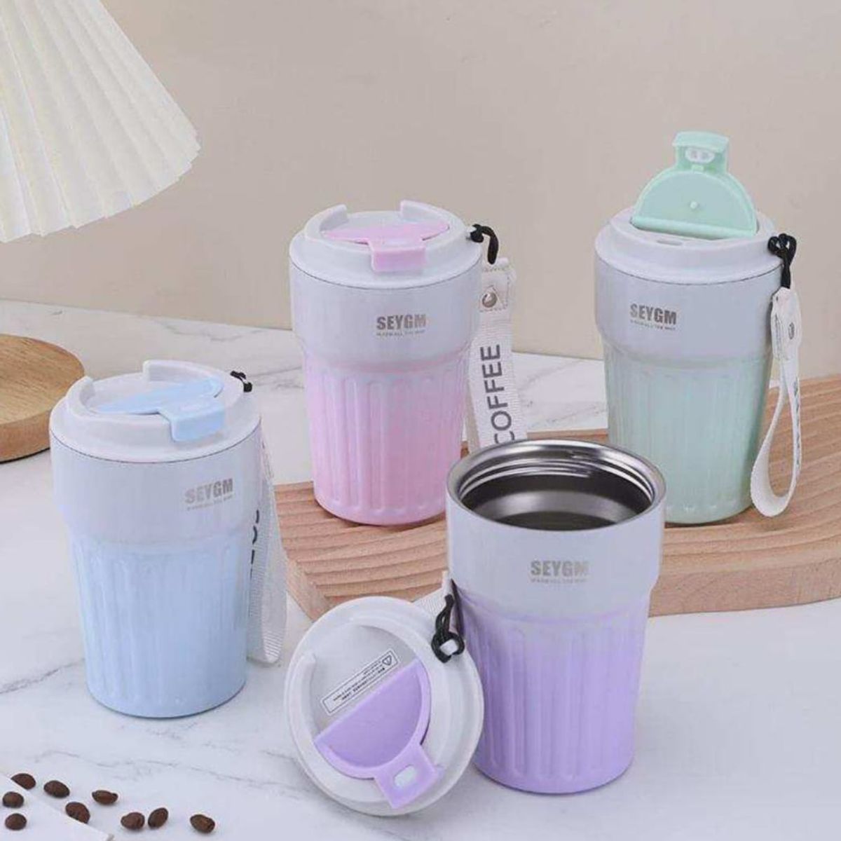 HOMEY - Pack de 2 Vasos Termicos Resistente Al Calor y Frio, Colores Surtidos