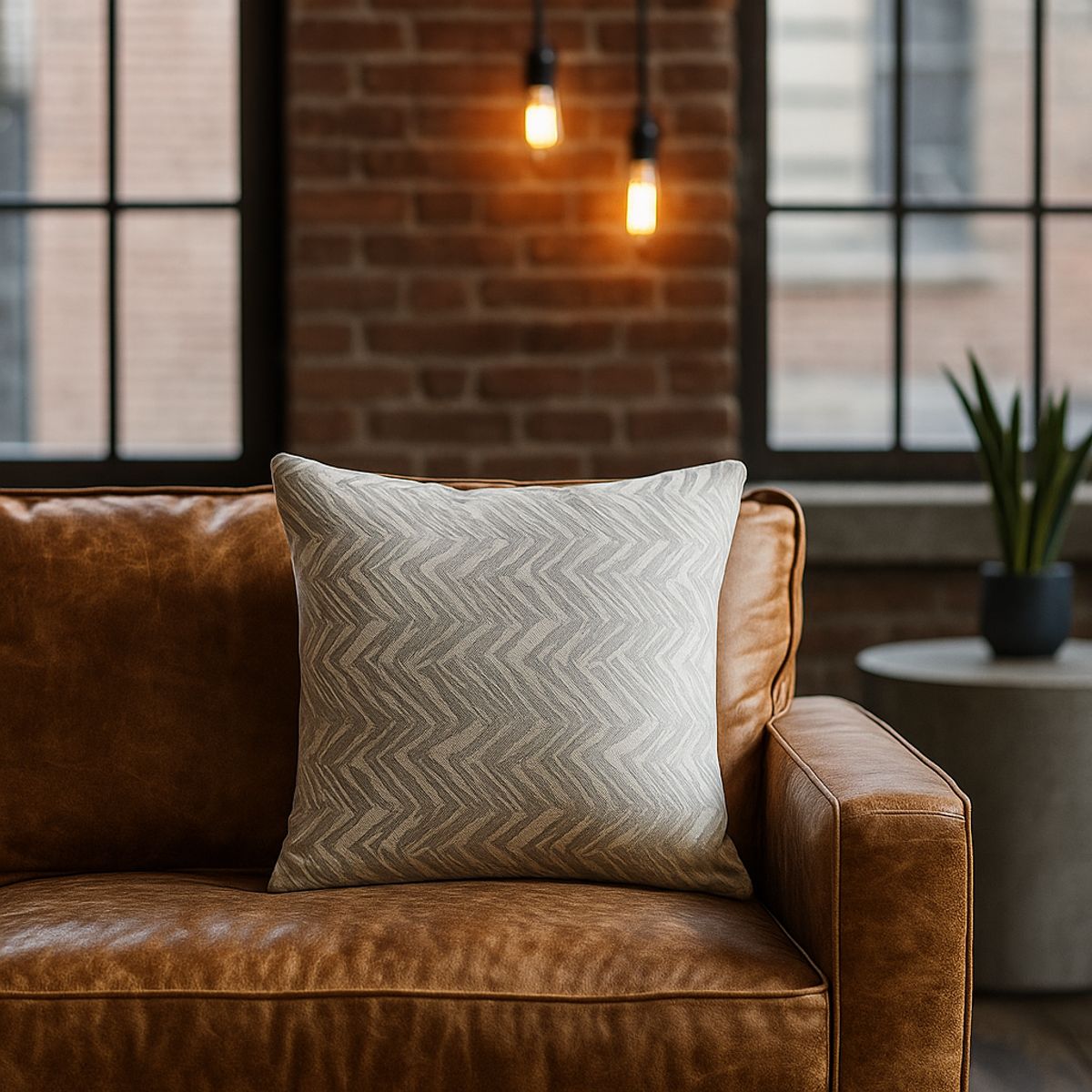 ARMONIA - Funda protectora para cojín gris suave 45x45 760 estampado zigzag