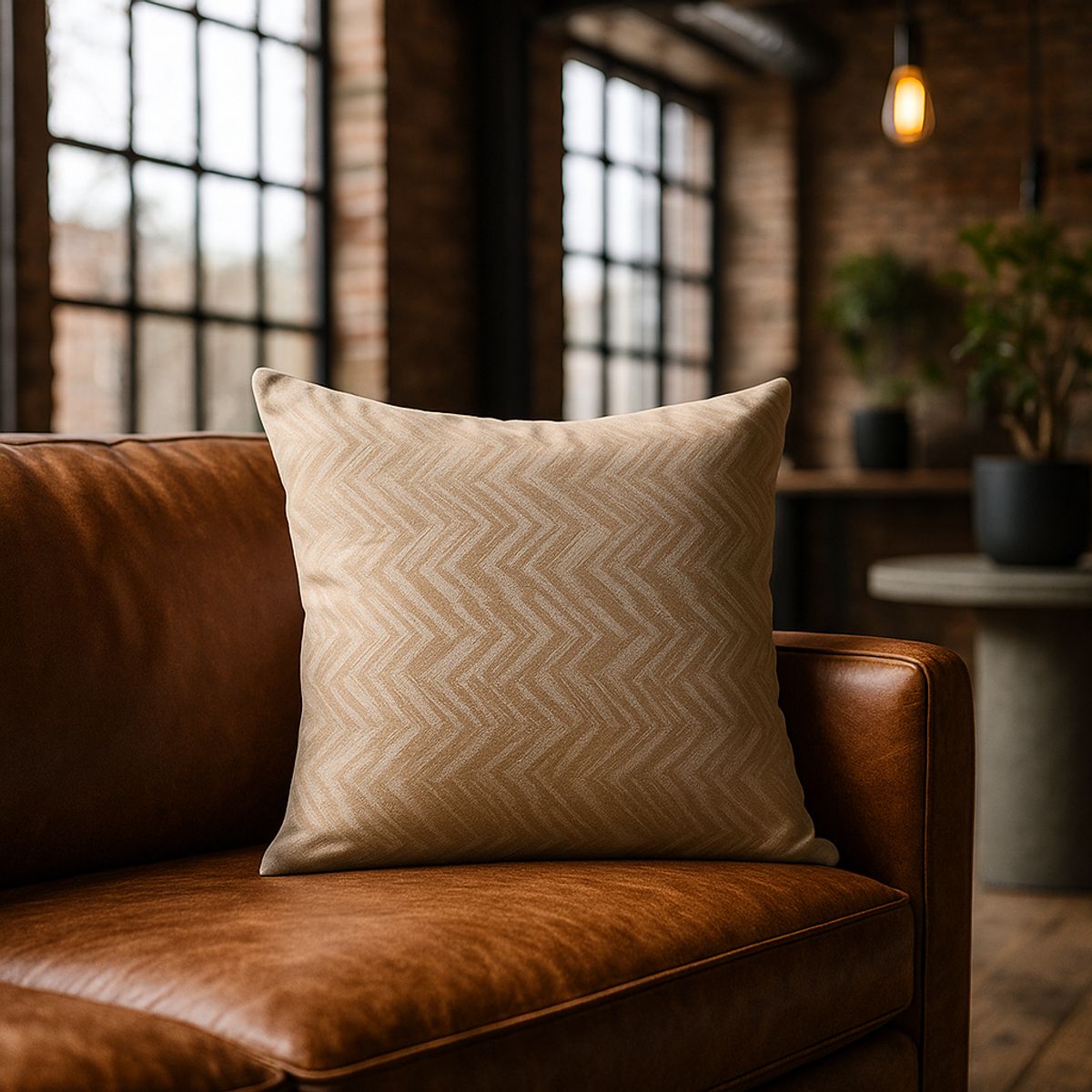 ARMONIA - Funda decorativa para cojín arena 45x45 modelo 760 estampado zigzag