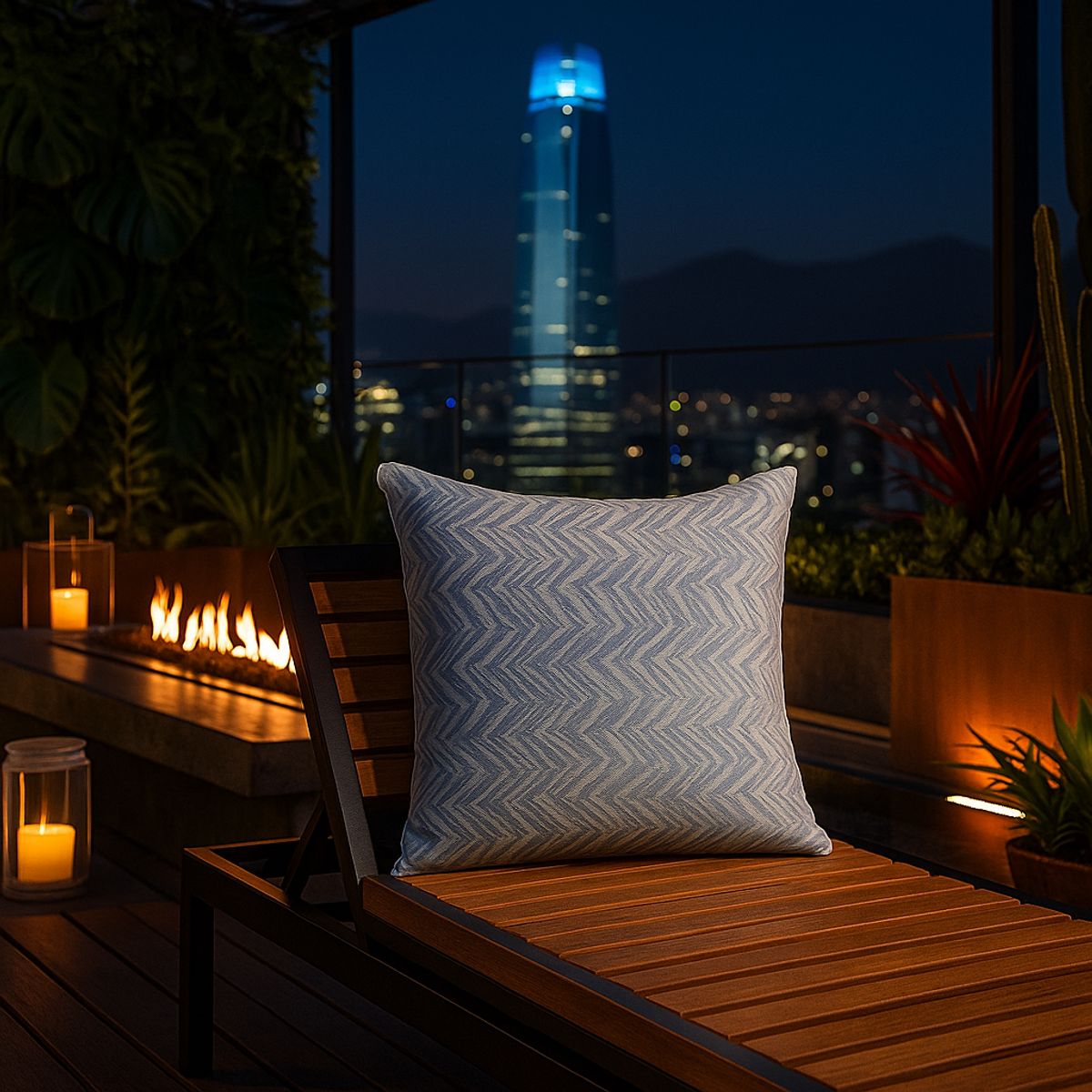 ARMONIA - Funda para cojín decorativa azul suave motivo zigzag 760 45x45