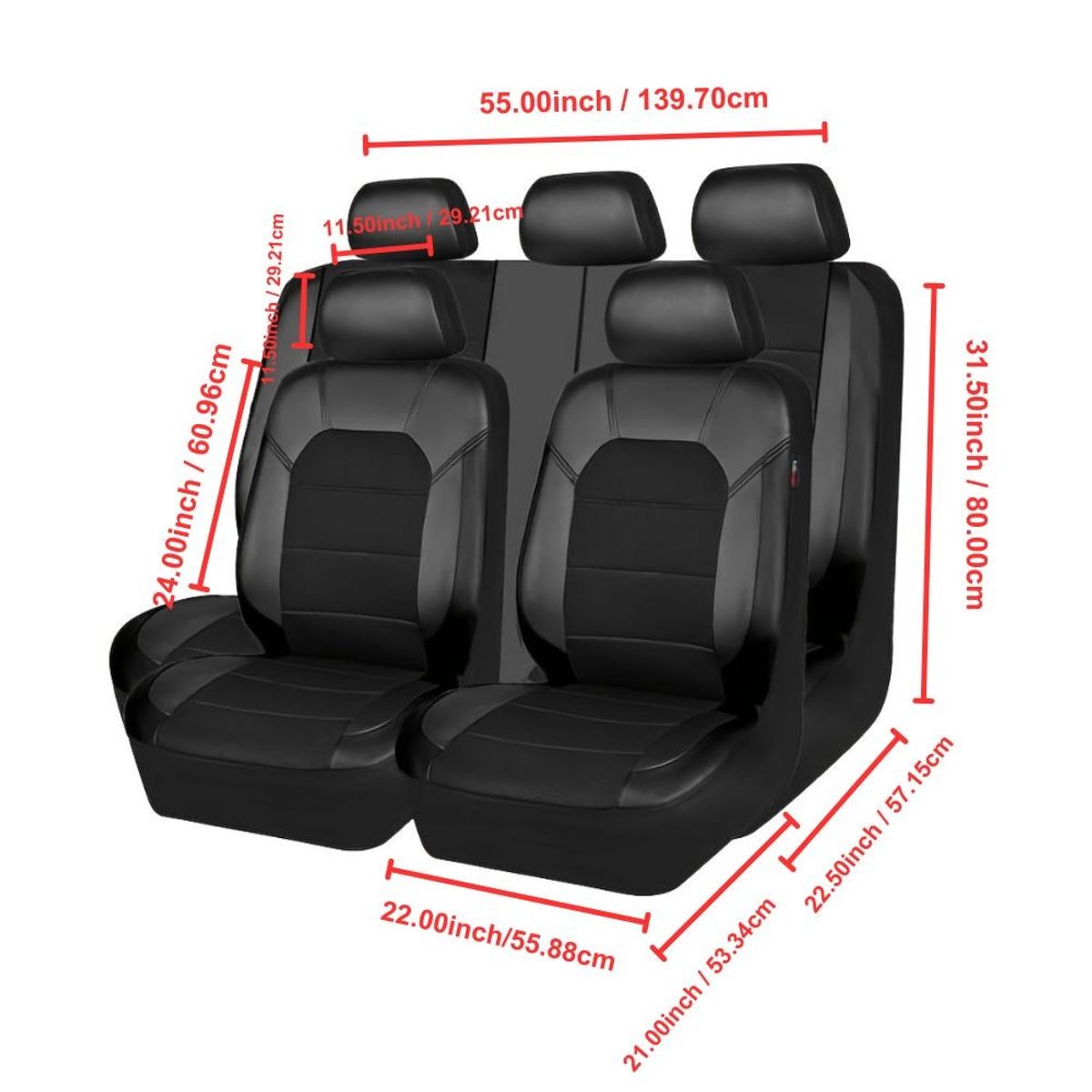 MUNDO MAGIA - Set Fundas Cubre Asiento Automovil Universal Eco Cuero Negro