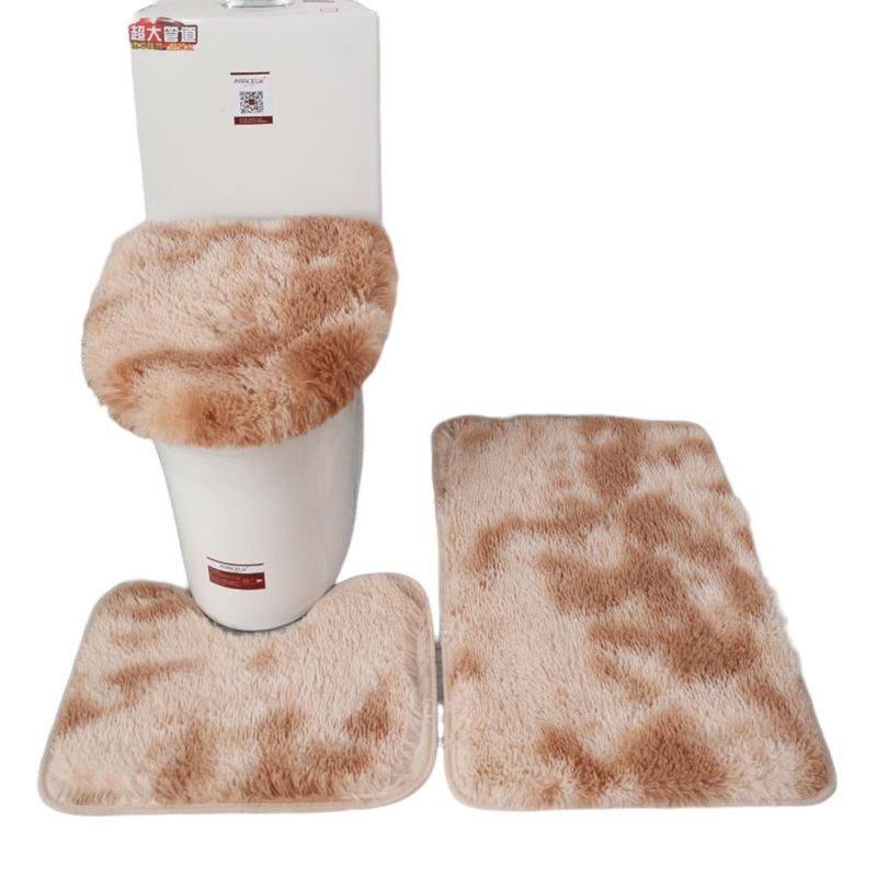 GENERICO - Set De Alfombras Peludo Para Baño 3 Piezas Beige Jaspeado