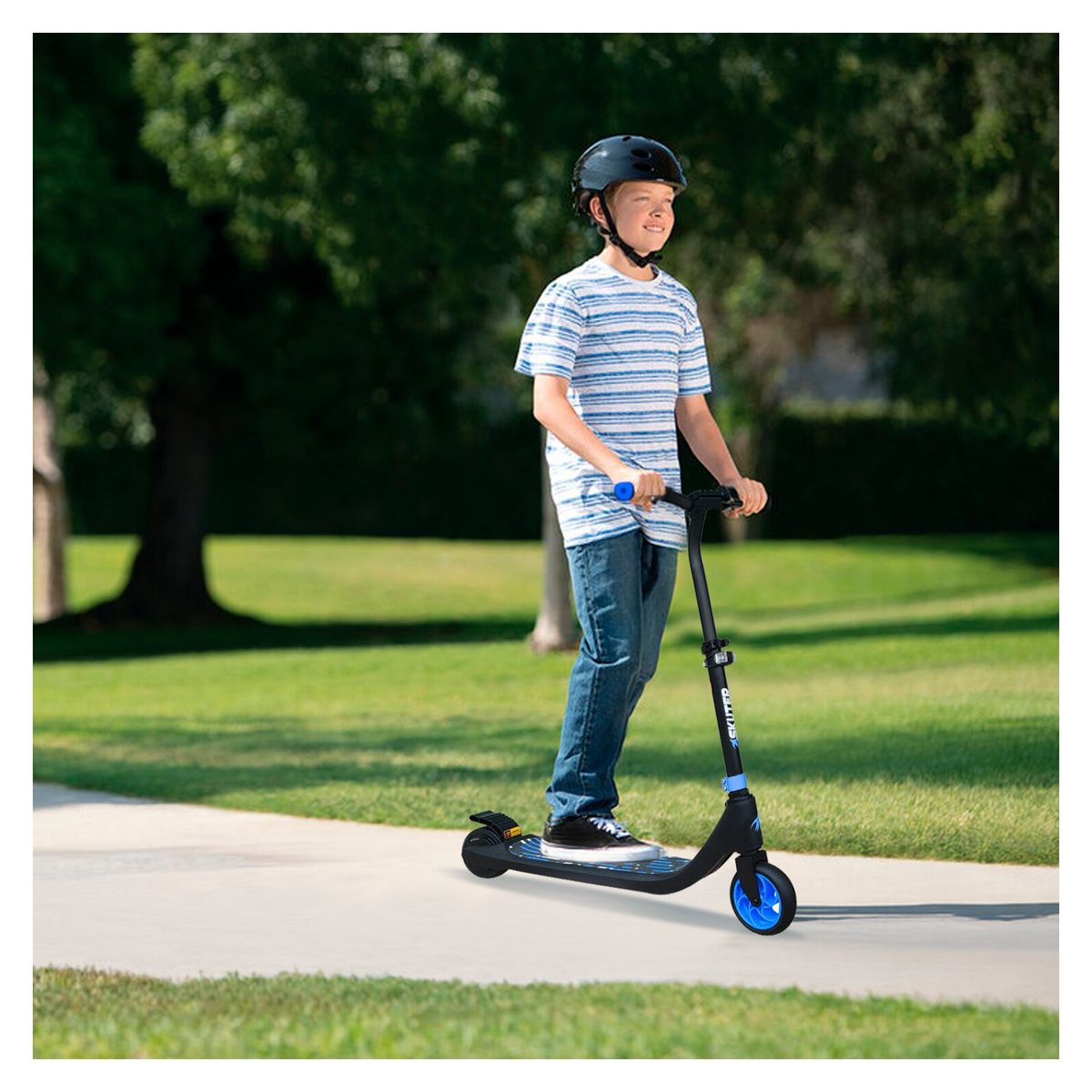 SKUTER - Scooter Eléctrico con Faro y Altura Ajustable Azul