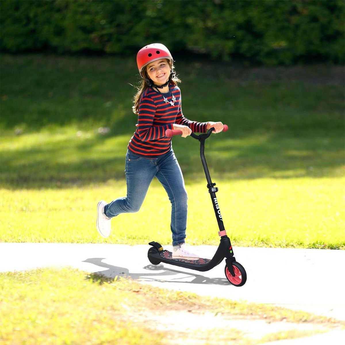 SKUTER - GO FUN Scooter Eléctrico Faro y Altura Ajustable Rosado