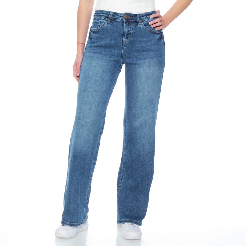 WADOS - JEANS WIDE LEG TIRO MEDIO PRETINA BASICA 1 BOTON