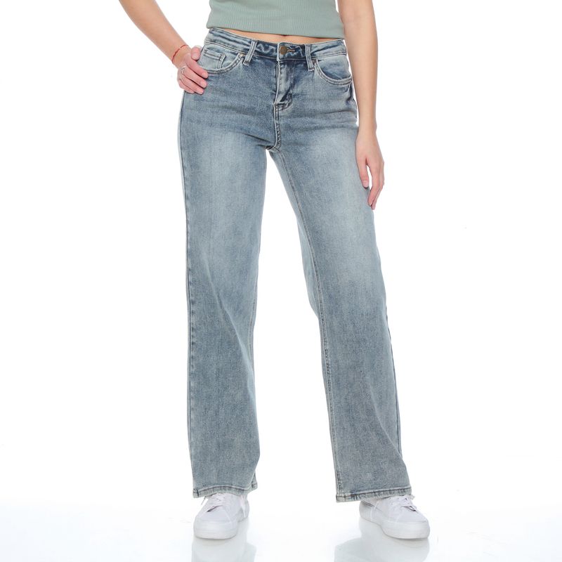 WADOS - JEANS WIDE LEG TIRO MEDIO PRETINA BASICA 1 BOTON