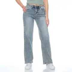 WADOS - JEANS WIDE LEG TIRO MEDIO PRETINA BASICA 1 BOTON