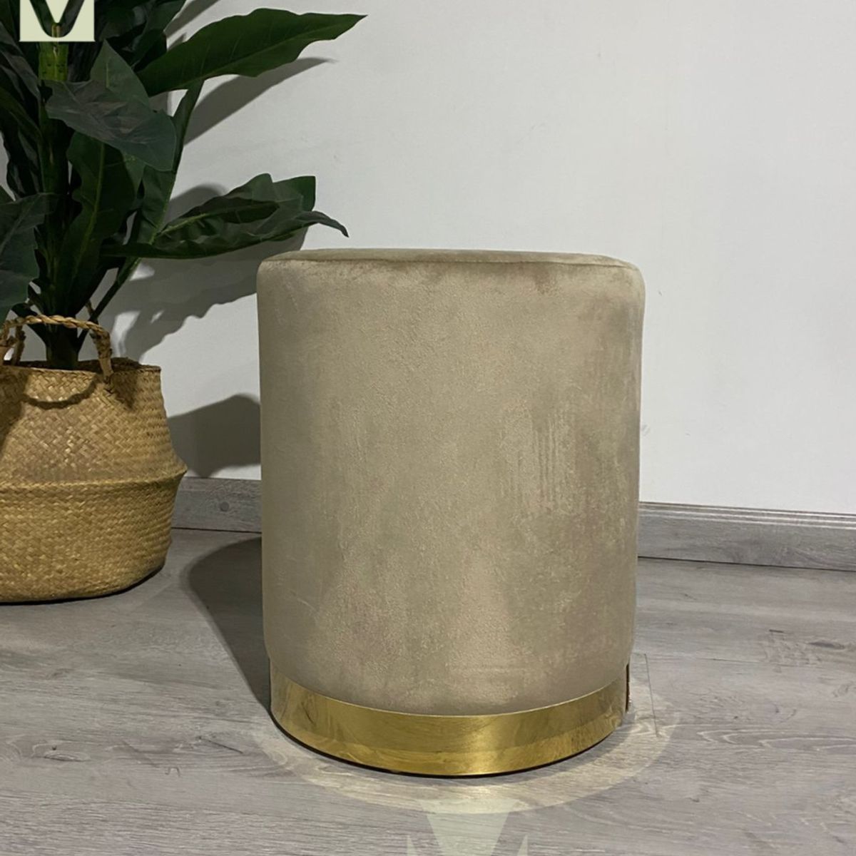 GENERICO - Puff Redondo Terciopelo Fancy - Beige