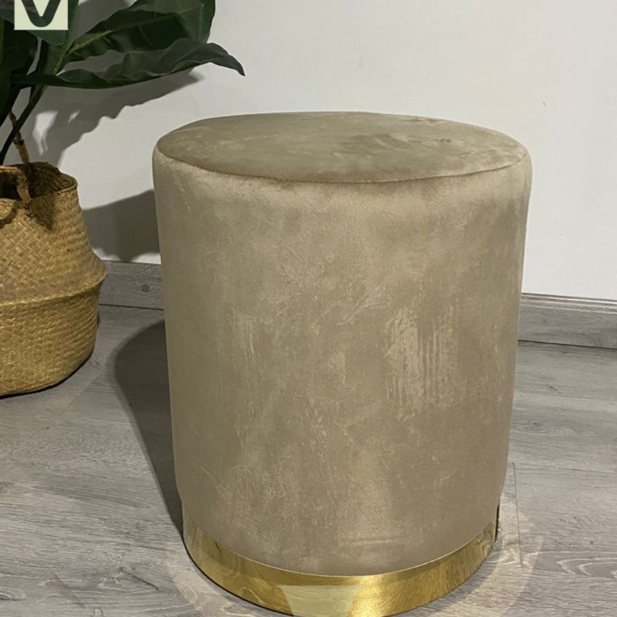 GENERICO - Puff Redondo Terciopelo Fancy - Beige