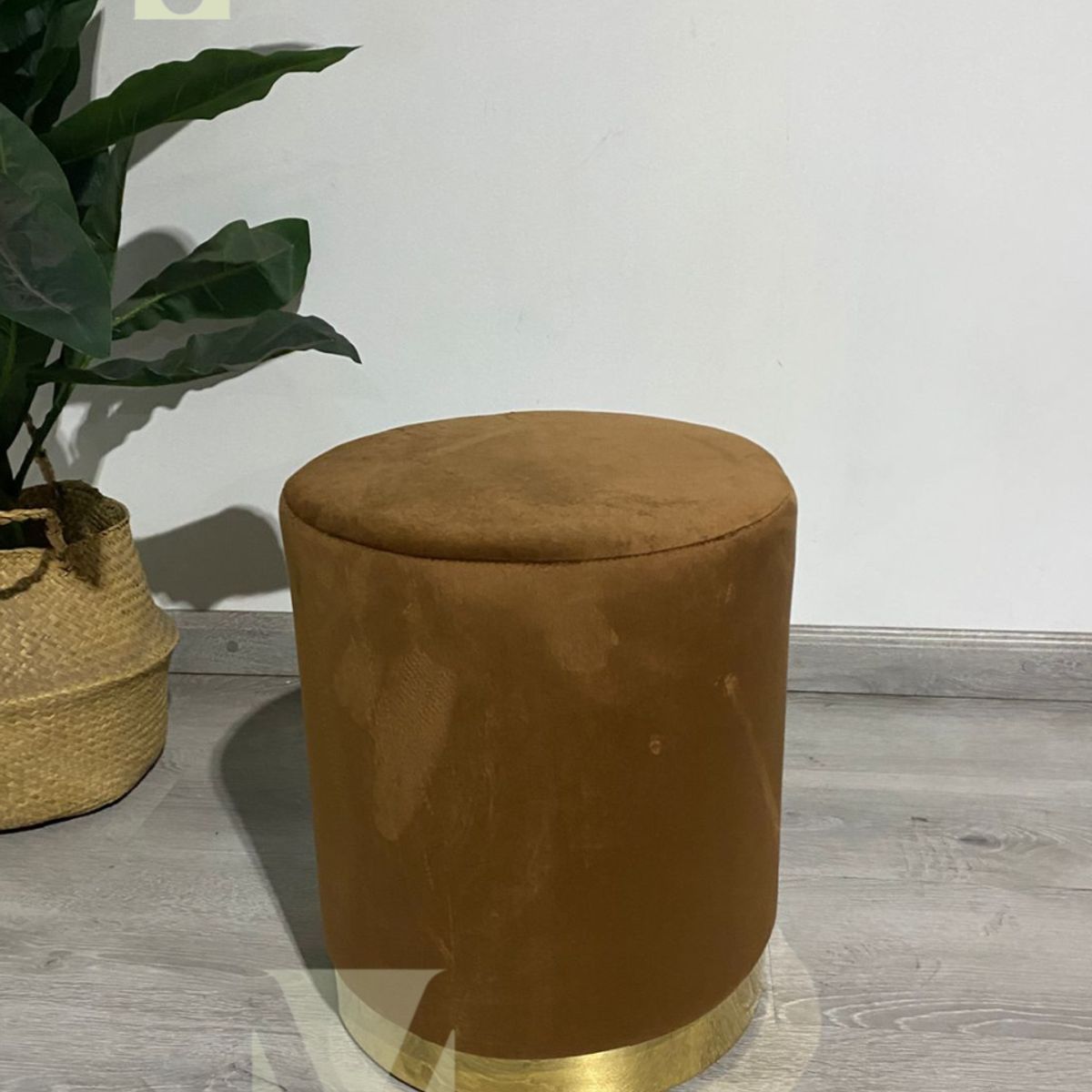 GENERICO - Puff Redondo Terciopelo Fancy - Cafe