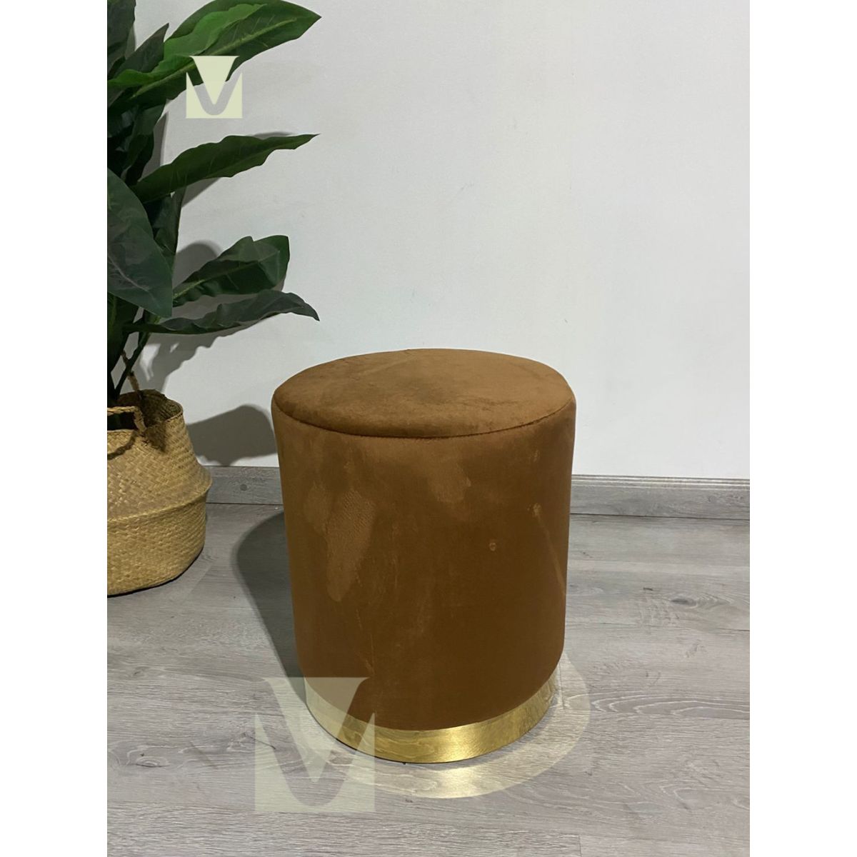 GENERICO - Puff Redondo Terciopelo Fancy - Cafe