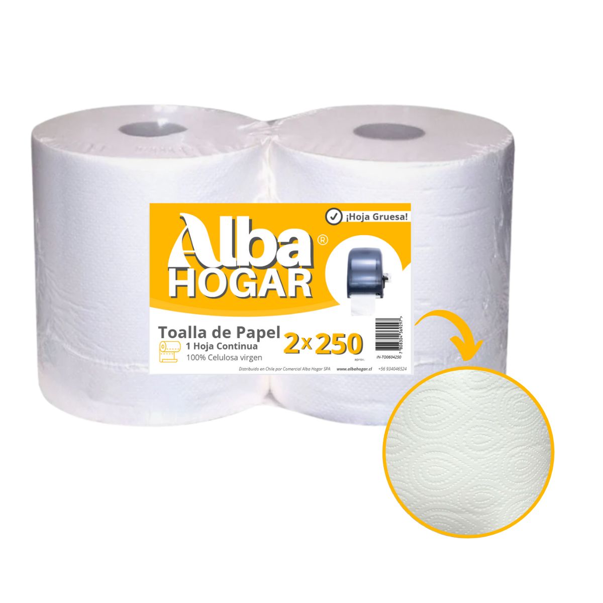 GENERICO - Toalla De Papel Industrial Alba Hogar 250aprox Pack X2