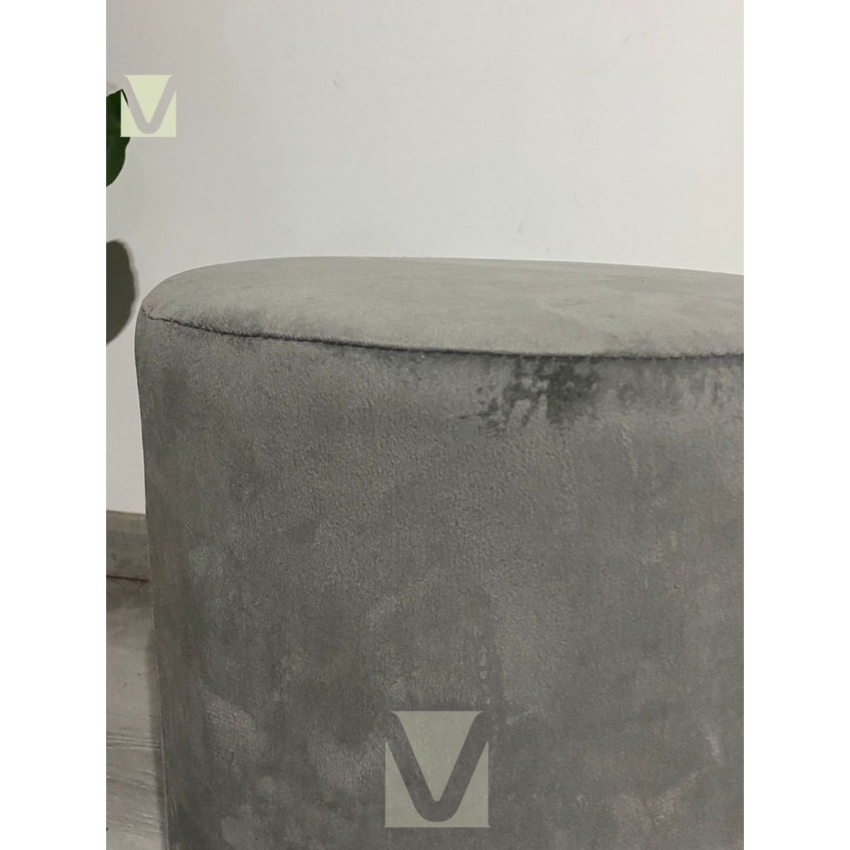 GENERICO - Puff Redondo Terciopelo Fancy - Gris