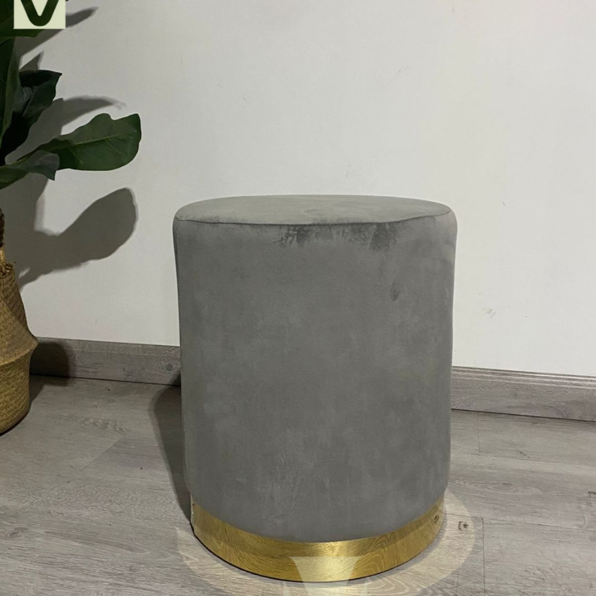 GENERICO - Puff Redondo Terciopelo Fancy - Gris