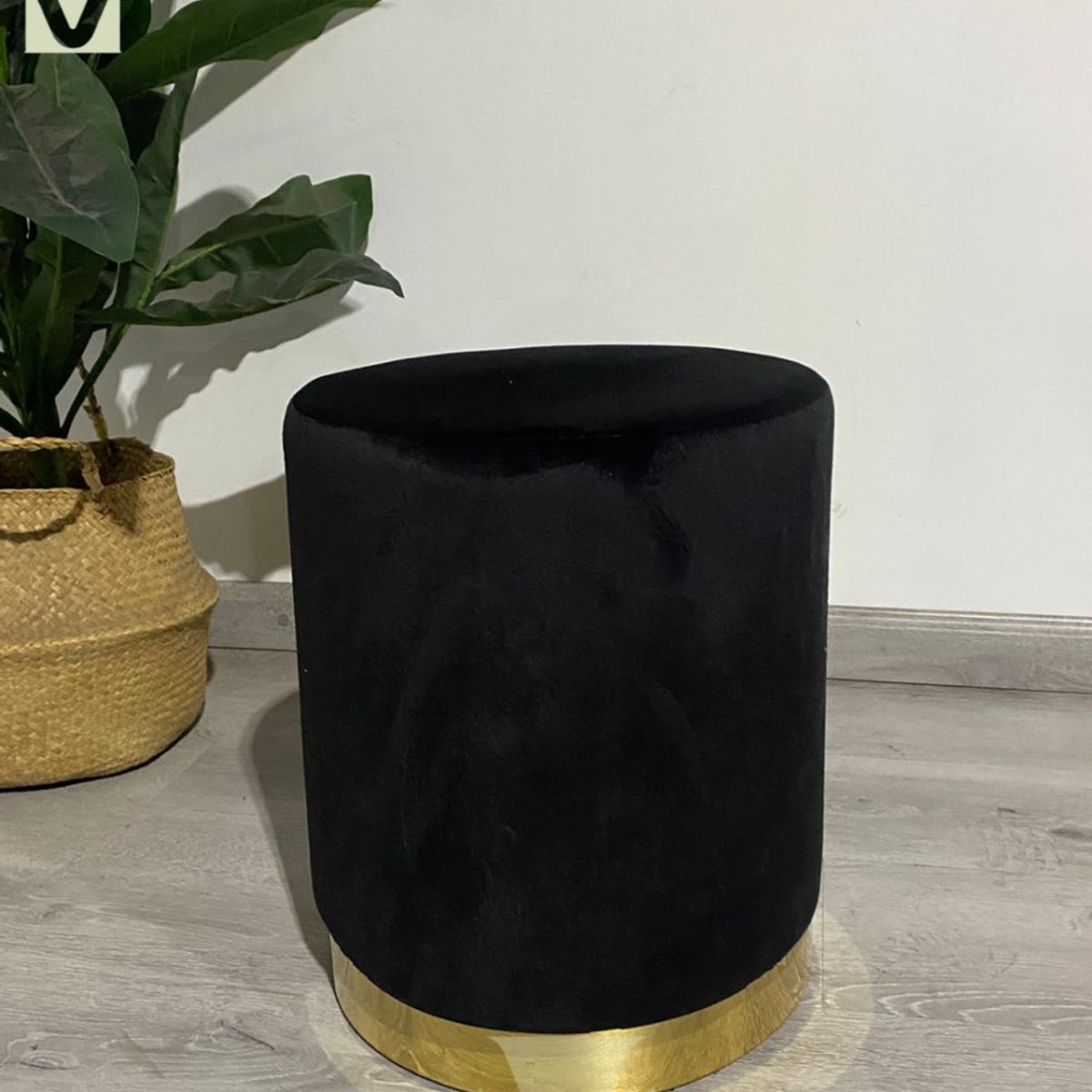 GENERICO - Puff Redondo Terciopelo Fancy - Negro