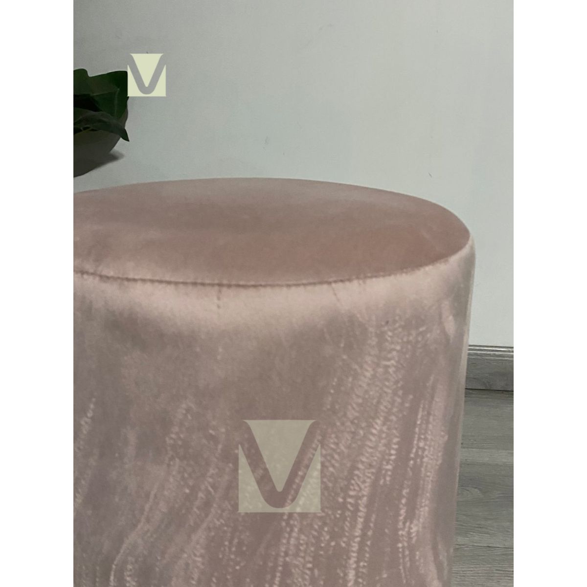 GENERICO - Puff Redondo Terciopelo Fancy - Rosa.