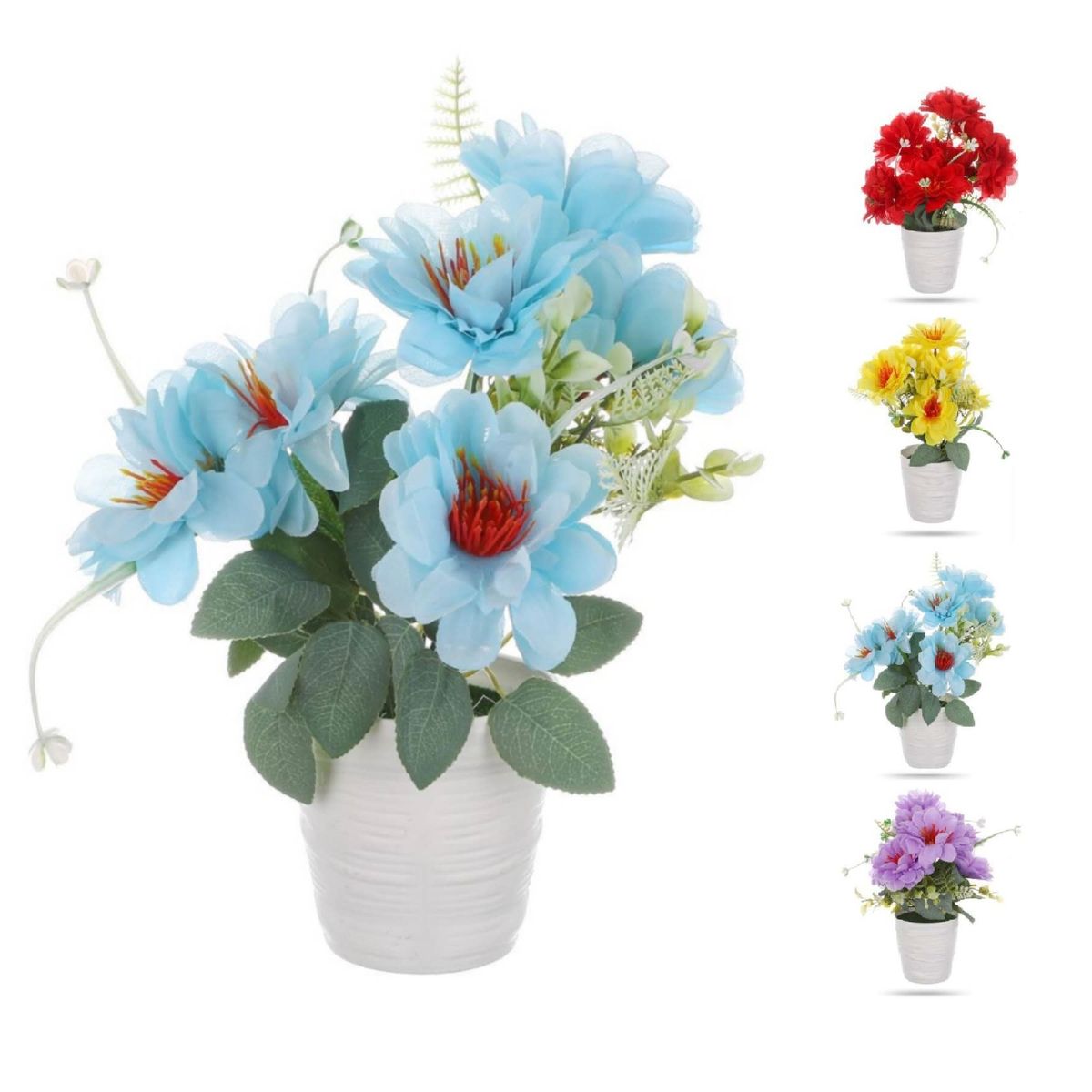 HOMEY - Pack 4 Macetas Decorativas Homey Con Flor Artificial,30*9.5cm