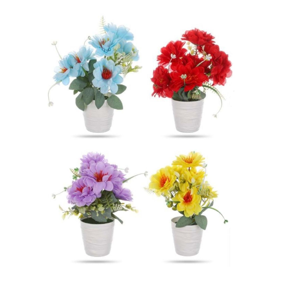 HOMEY - Pack 4 Macetas Decorativas Homey Con Flor Artificial,30*9.5cm