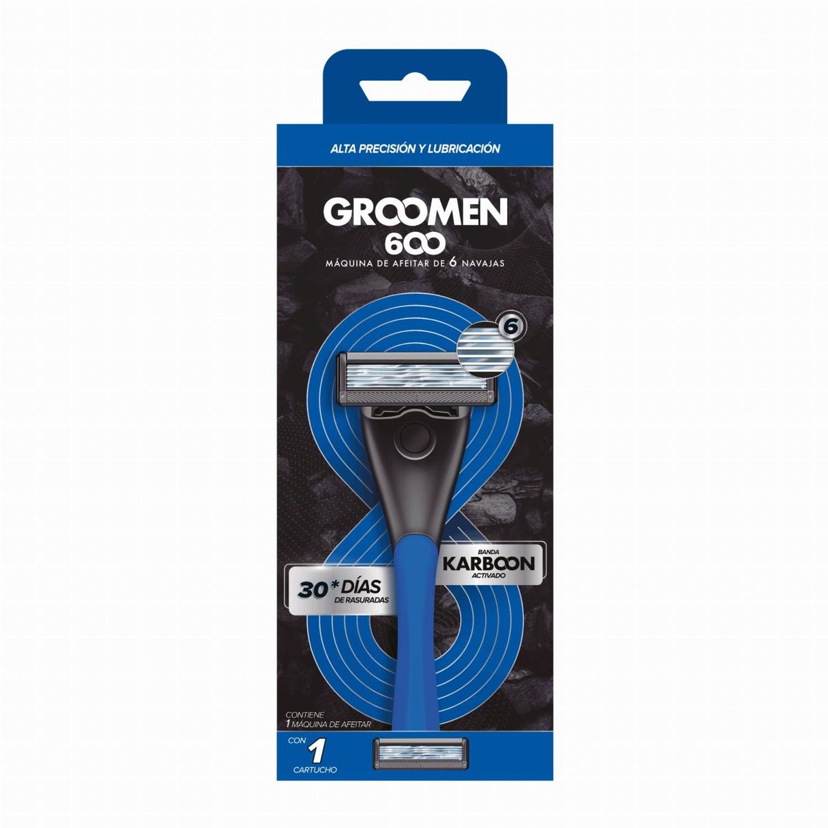 GROOMEN - Máquina Afeitar 600 + 1 Cartuchos De 6 Navajas