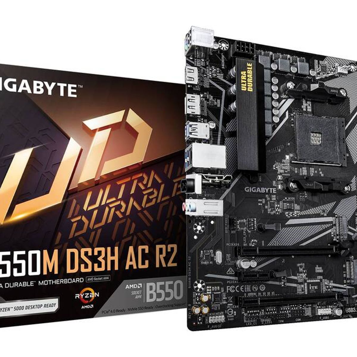 GIGABYTE - Placa Madre Gigabyte B550M DS3H AC R2 - AMD AM4 Wi-Fi Micro-ATX