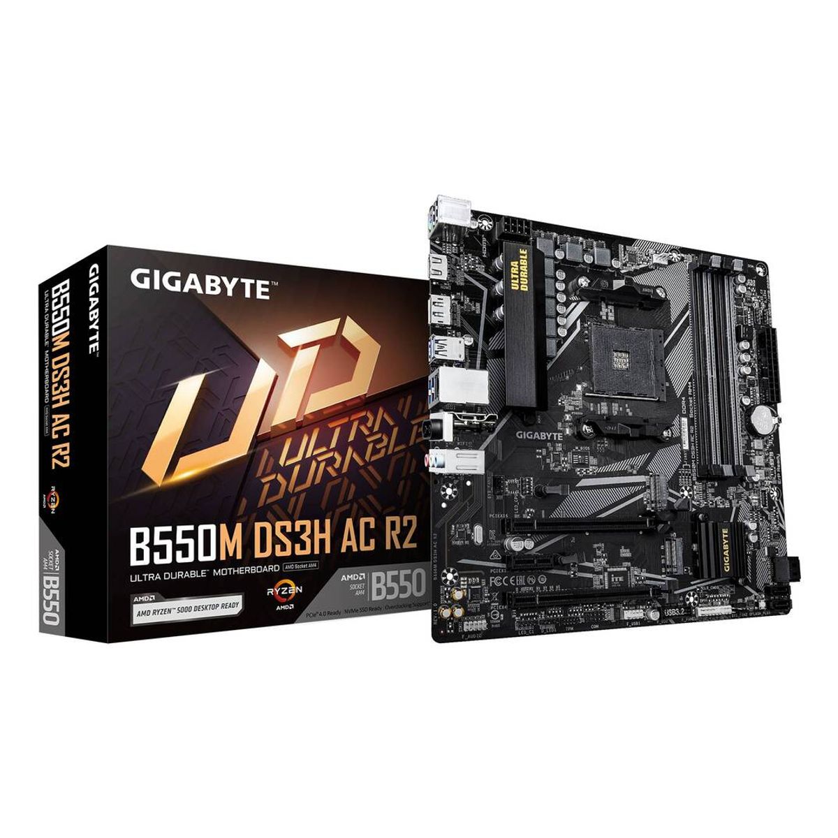 GIGABYTE - Placa Madre Gigabyte B550M DS3H AC R2 - AMD AM4 Wi-Fi Micro-ATX