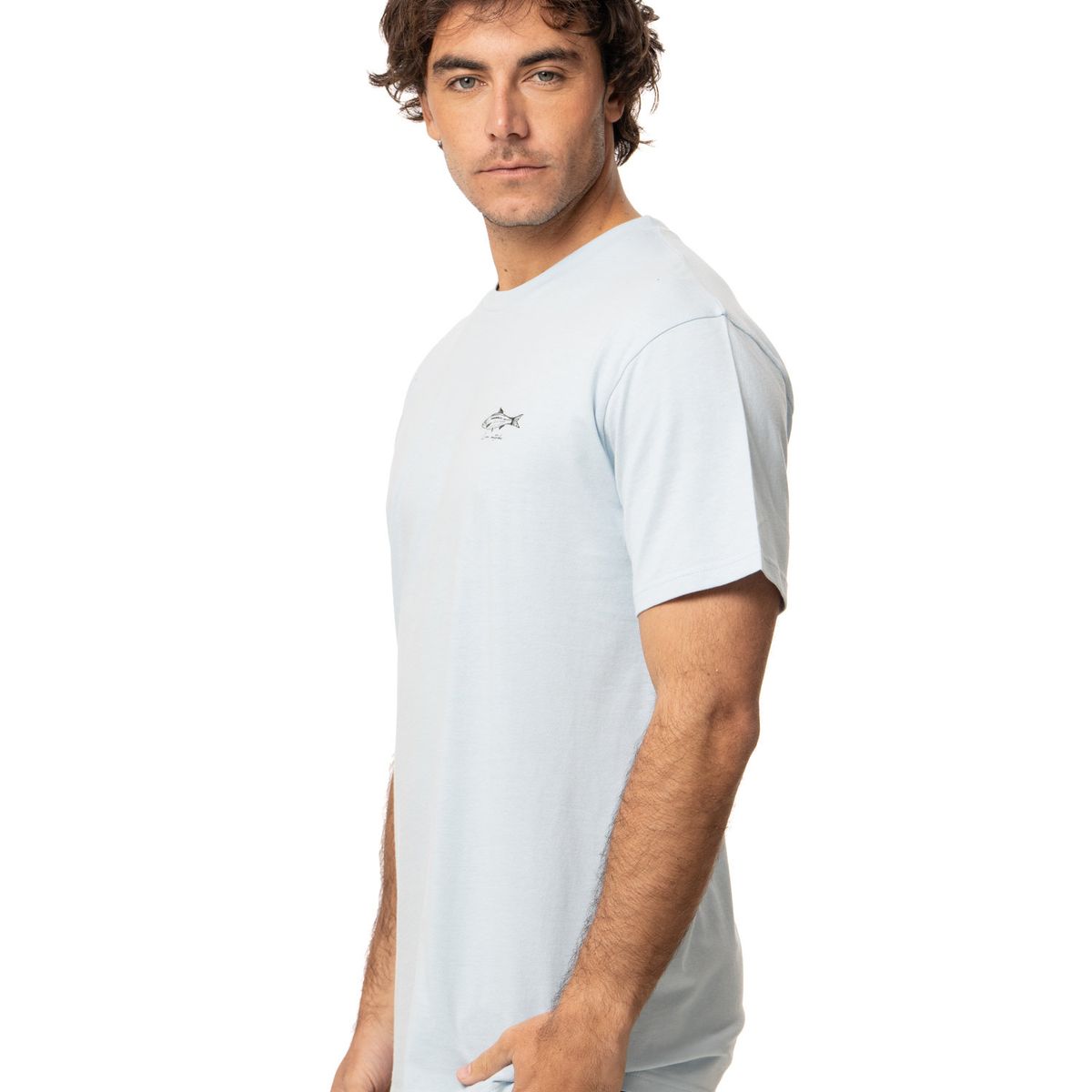 KIVUL - Polera Hombre Pez Azul Claro Kivul