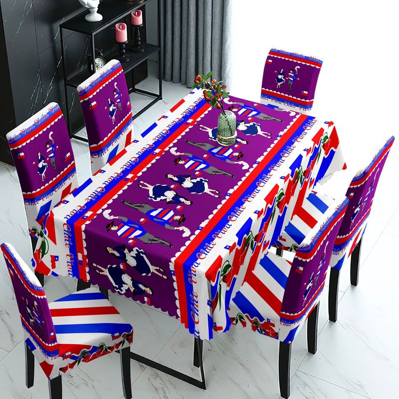 GENERICO - MANTEL PATRIA  Y 6 FUNDAS PARA SILLAS DISEÑO VIOLETA WYM