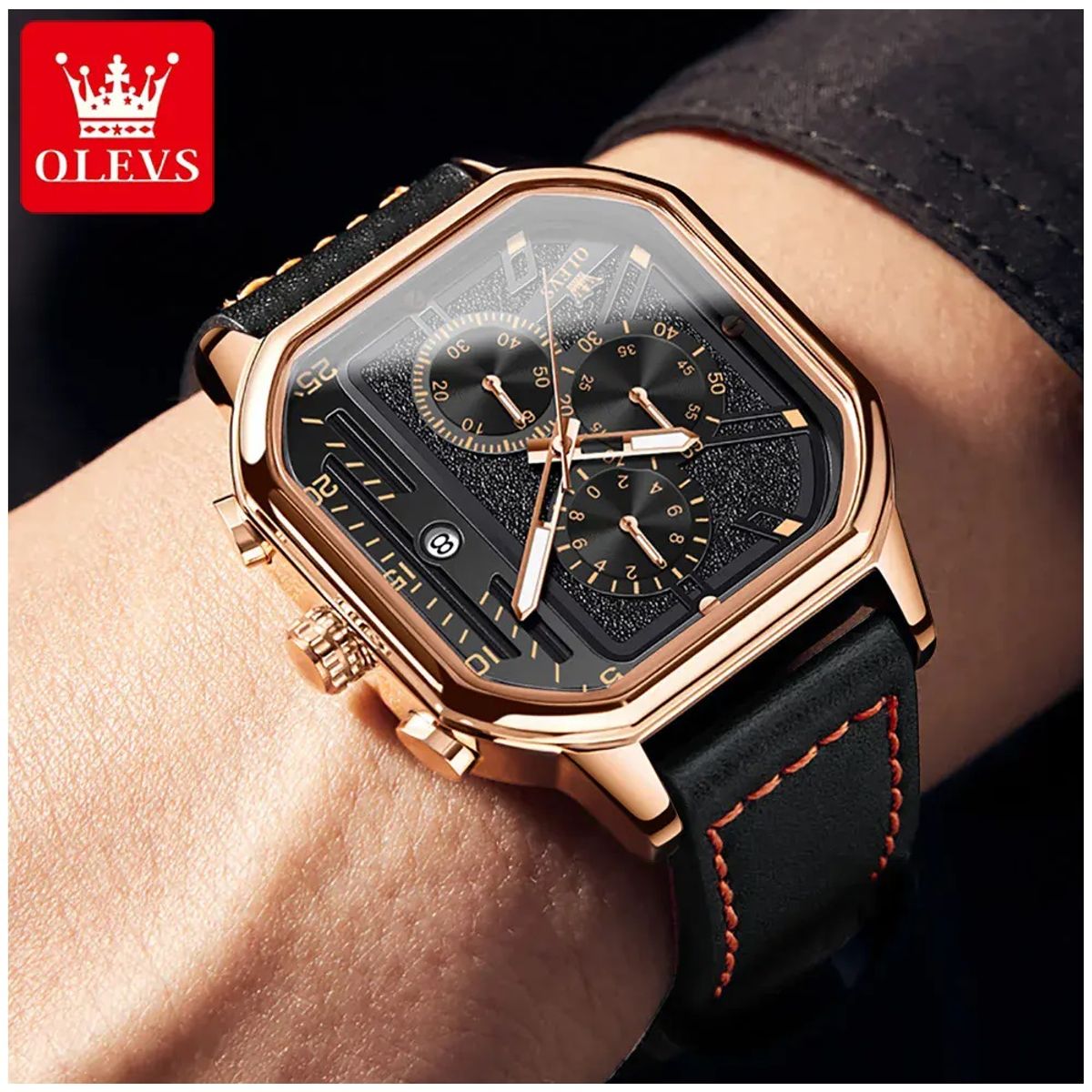 GENERICO - Reloj de Hombre Cuadrado de Lujo Reuniones Negocios y Sociales