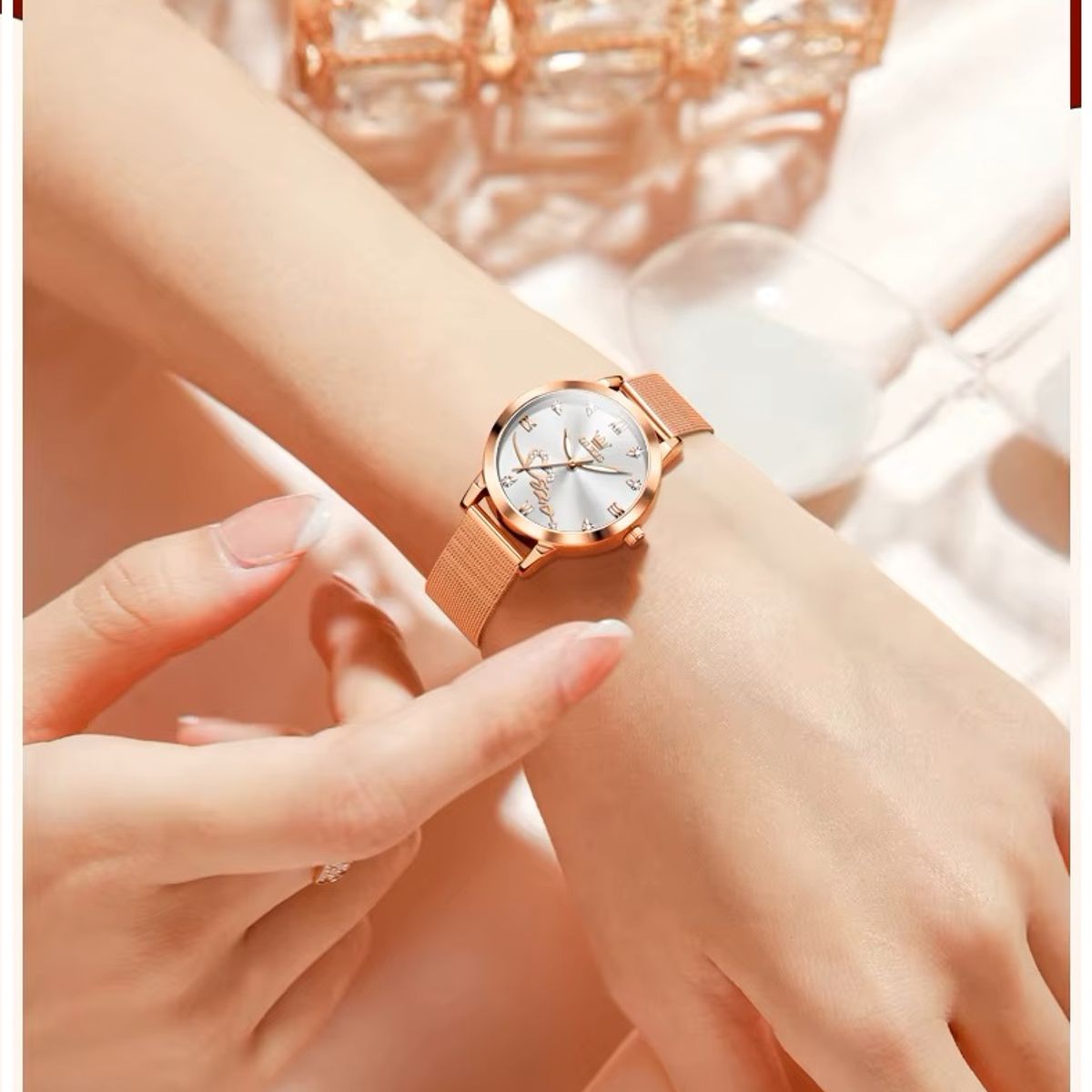 GENERICO - Reloj de Mujer Diseño Elegante Femenino de Cuarzo Rosa Dorado