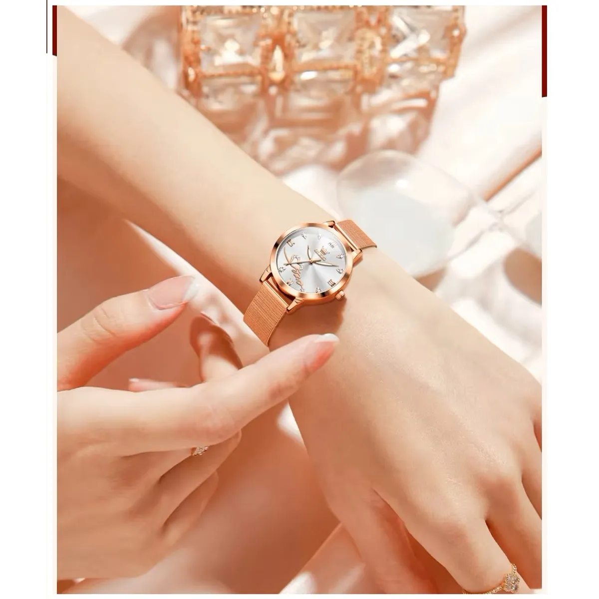 GENERICO - Reloj de Mujer Diseño Elegante Femenino de Cuarzo Rosa Dorado