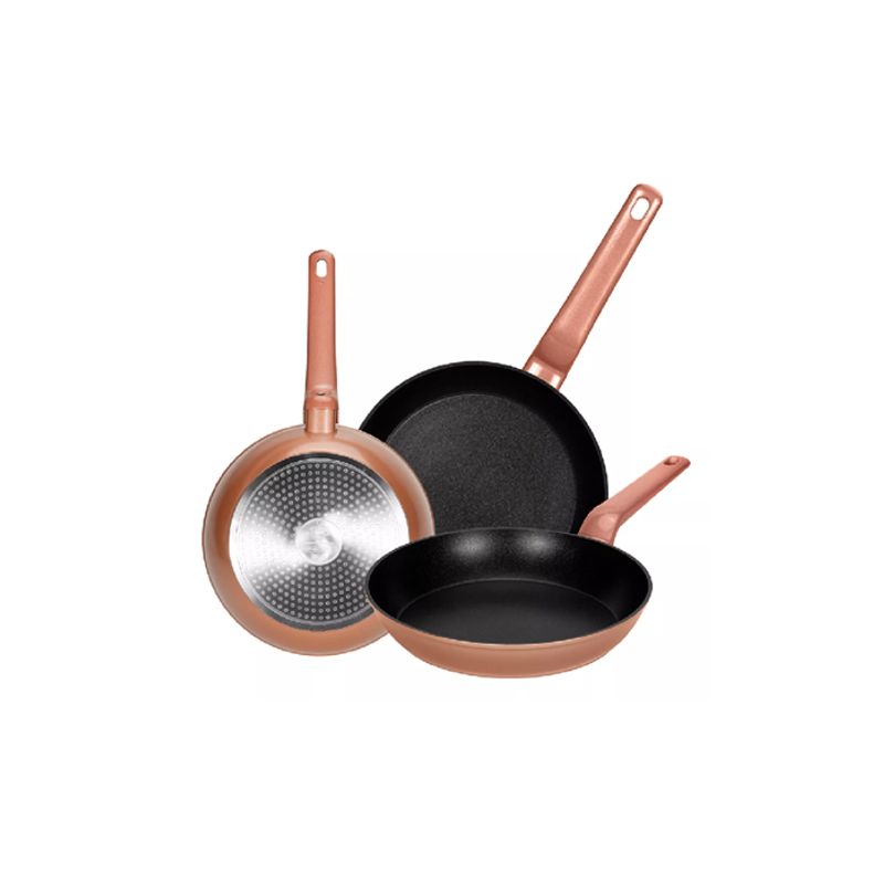 GENERICO - Set Sartenes Antiadherentes Aluminio 3 Piezas 202426cm Cobre