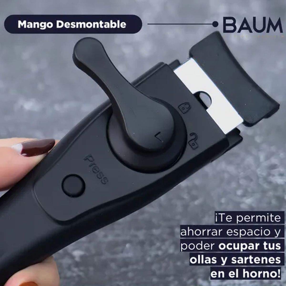 GENERICO - Bateria De Cocina Ceramica Baum 6 Piezas Color Negro