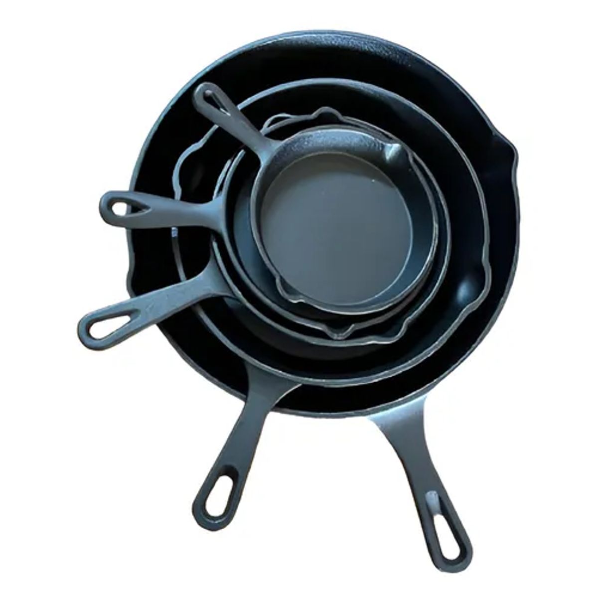 GENERICO - Pack De 5 Sartenes De Hierro Fundido Negro