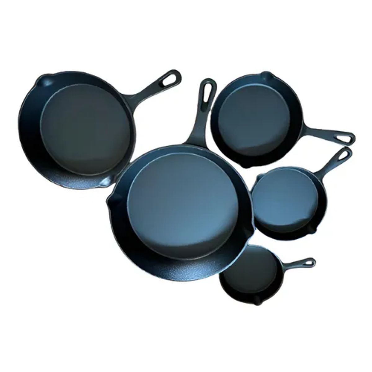 GENERICO - Pack De 5 Sartenes De Hierro Fundido Negro